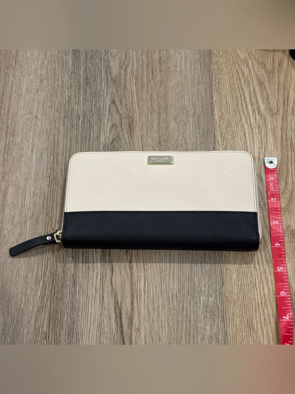 kate spade Cream and Black Zip-Around Wristlet Wallet